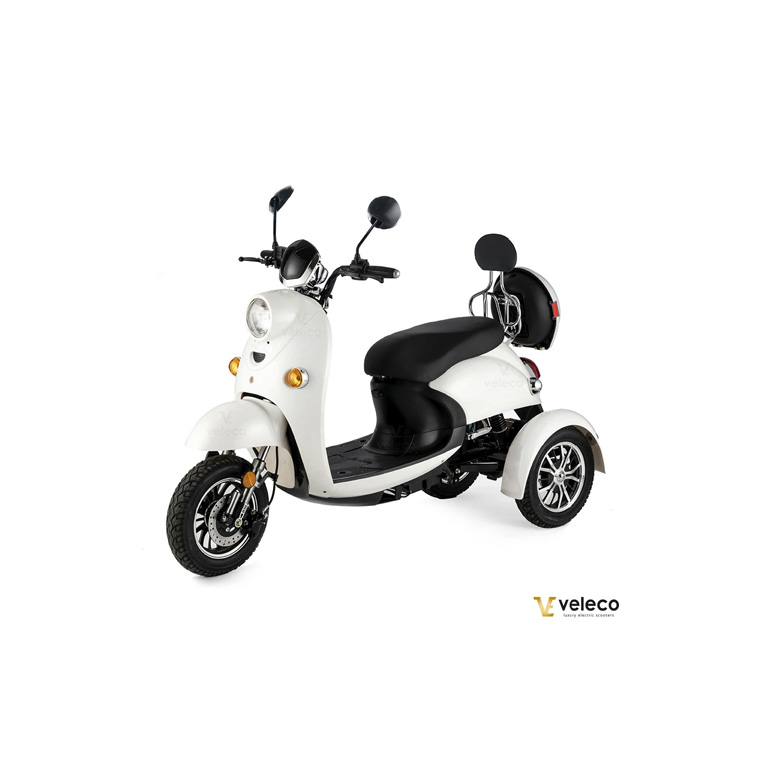 Veleco ZT63 Retro-Vespa-Elektroroller 12 km/h, 3-Rad Weiß