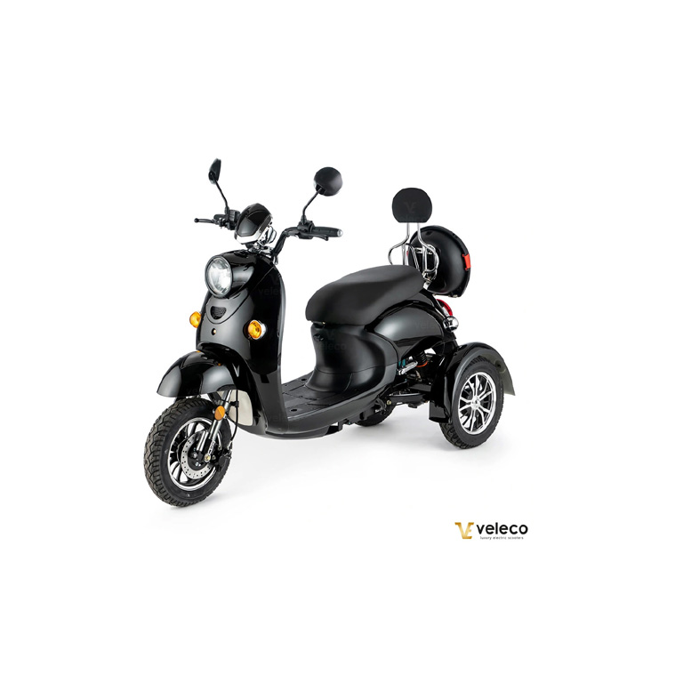Veleco ZT63 Retro-Vespa-Elektroroller 12 km/h, 3-Rad Schwarz