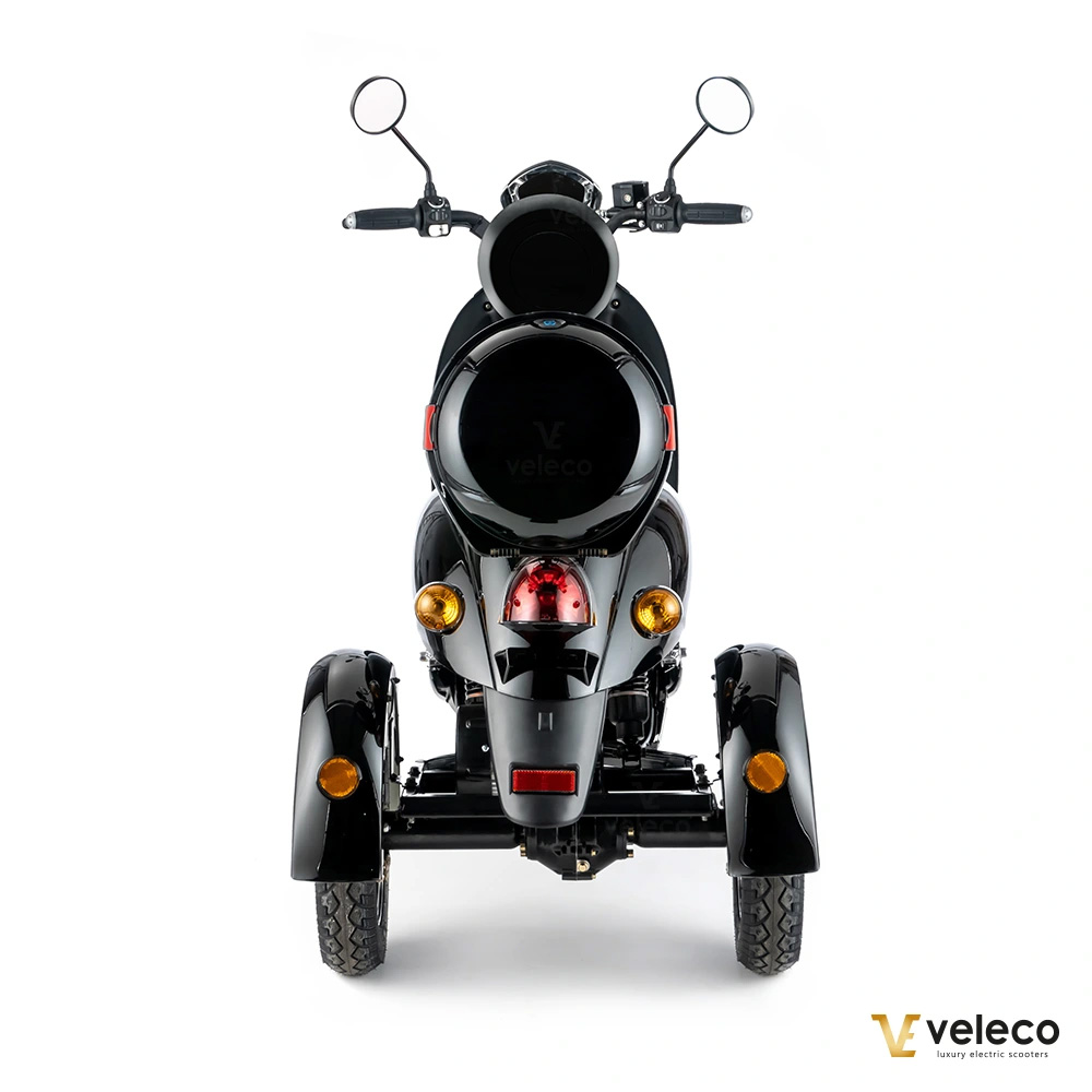 Veleco ZT63 Retro-Vespa-Elektroroller 12 km/h, 3-Rad Schwarz – Bild 3
