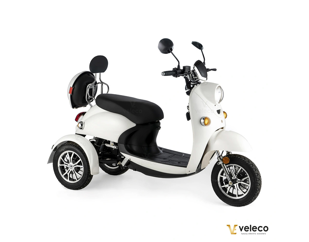 Veleco ZT63 Retro-Vespa-Elektroroller 12 km/h, 3-Rad Weiß – Bild 5