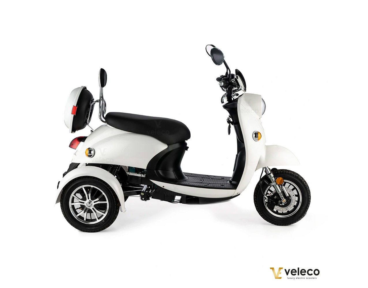 Veleco ZT63 Retro-Vespa-Elektroroller 12 km/h, 3-Rad Weiß – Bild 6