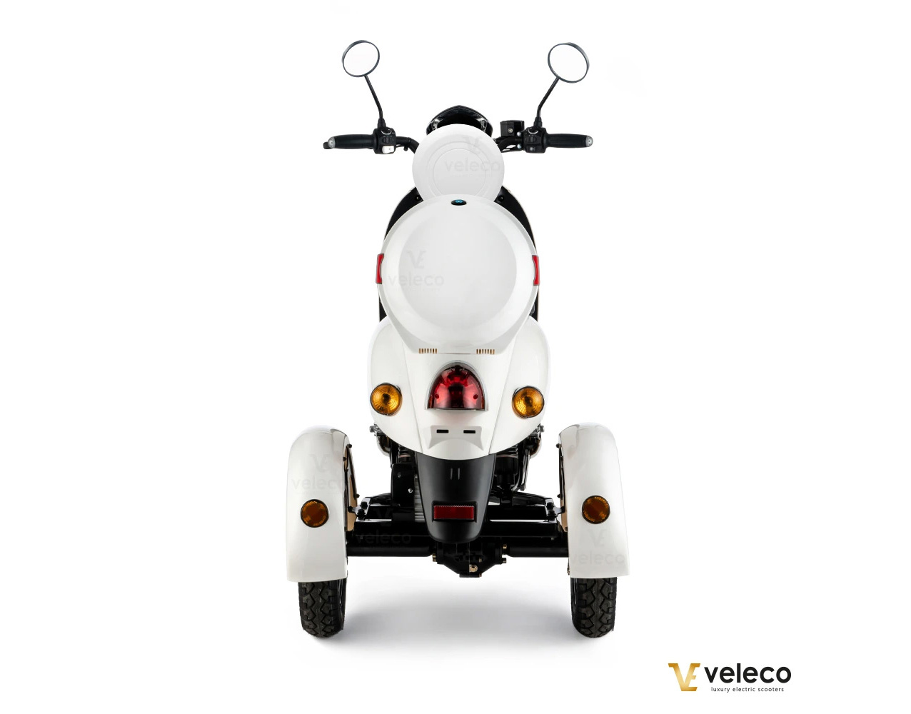 Veleco ZT63 Retro-Vespa-Elektroroller 12 km/h, 3-Rad Weiß – Bild 4