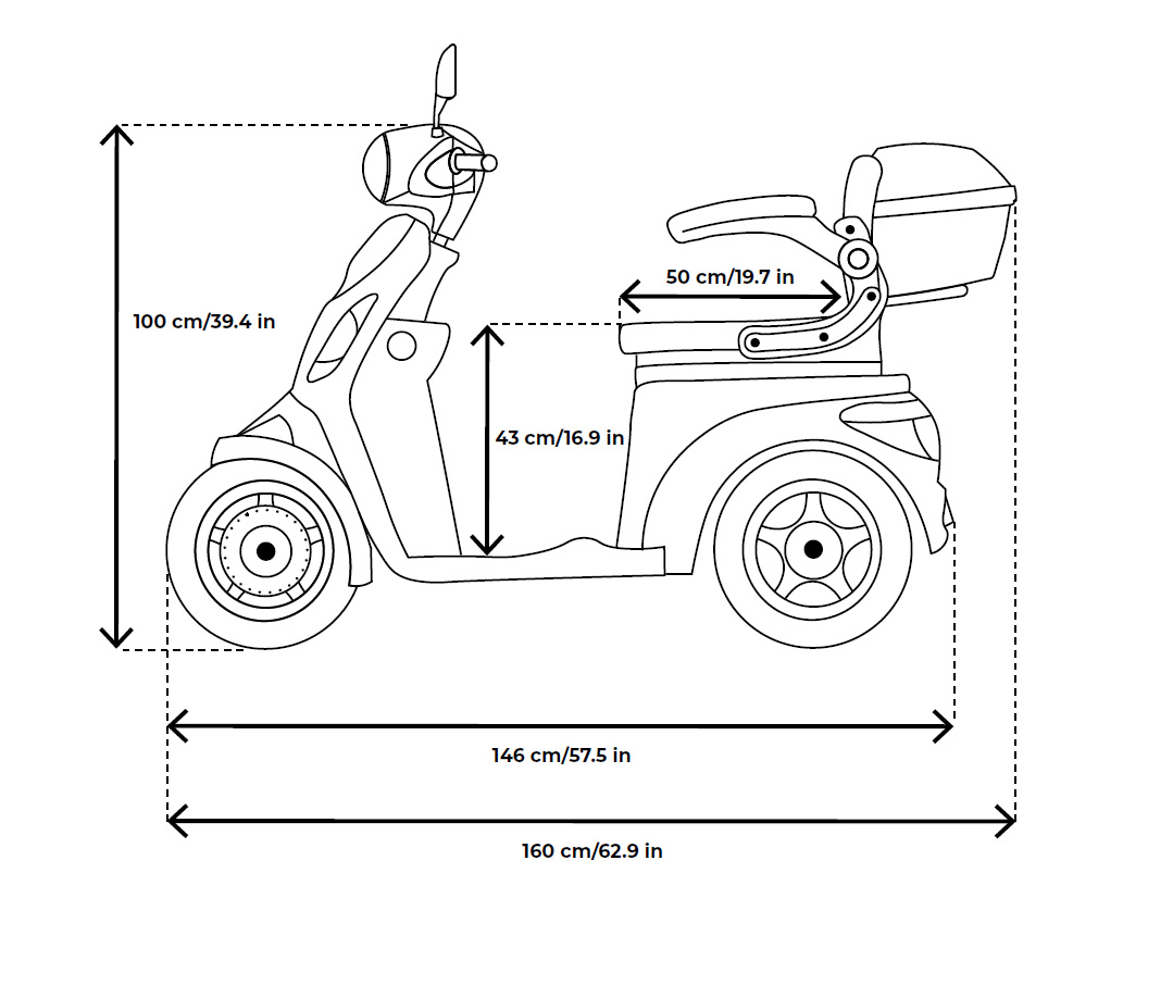 VELECO Faster Seniorenmobil Lithium-Ionen Akku 4-Rad, 1000W, 12 km/h – Bild 12