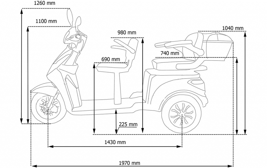 Eco Engel 503 Silber Elektromobil 1000 Watt, 25 km/h, Zweisitzer – Bild 5