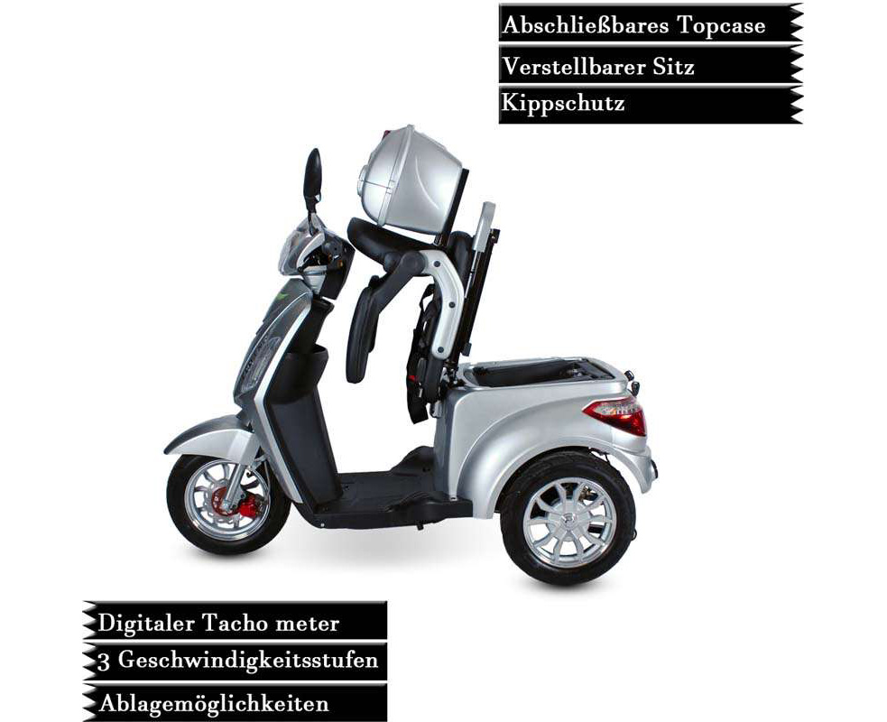 ECO ENGEL 500 Silber, 1000 Watt, 15 km/h, 3 Rad Scooter – Bild 2