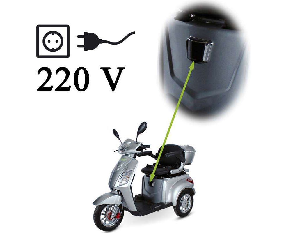 ECO ENGEL 500 Silber, 1000 Watt, 15 km/h, 3 Rad Scooter – Bild 3