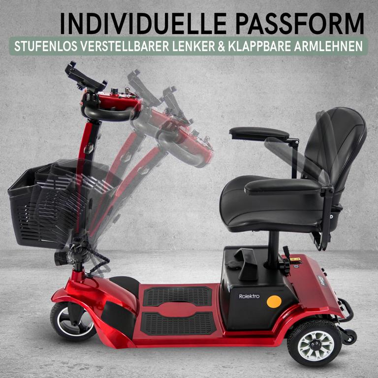 Rolektro, E-Trike 6, Rot, 24V-20Ah Bleigel Akku, 300W faltbar – Bild 3