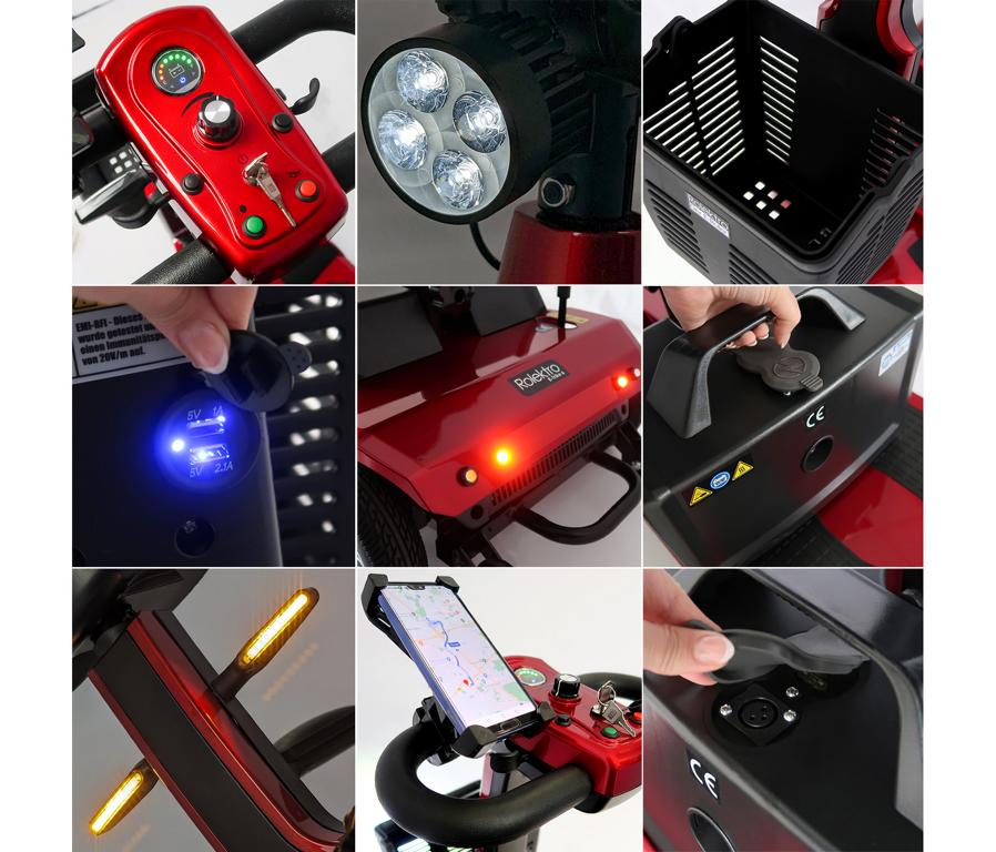 Rolektro, E-Trike 6, Rot, 24V-20Ah Bleigel Akku, 300W faltbar – Bild 12