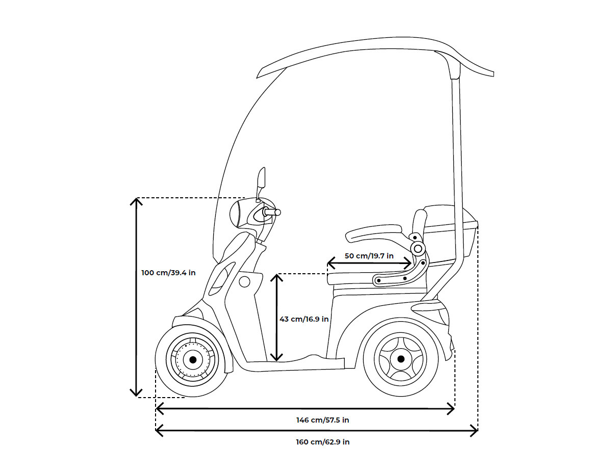 Veleco FASTER mit Dach 12 km/h, Seniorenmobil 4-Rad, Lithium-Ionen Akku – Bild 9