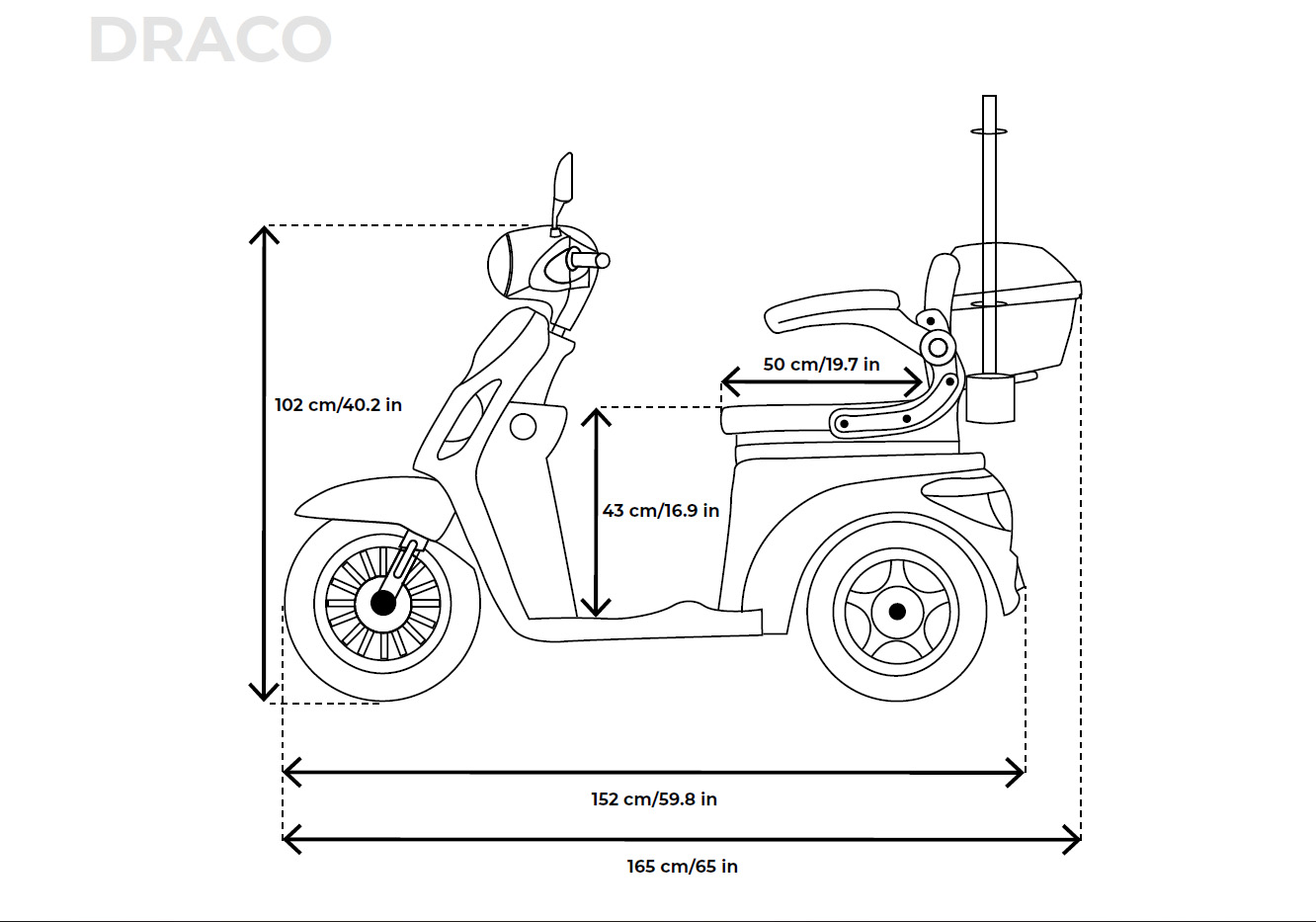 Veleco Draco Seniorenmobil 3-Rad 800W Lithium-Ionen-Akku – Bild 19