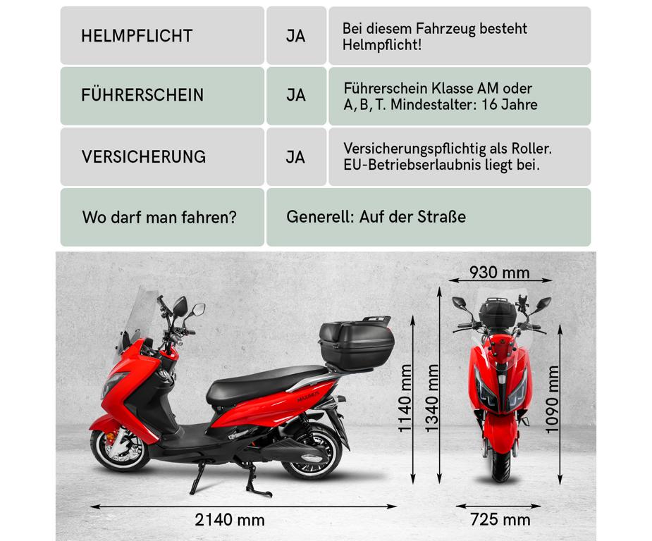 Maximus, E-Scooter MX2, 45 km/h, 2x Lithium Akkus, 3000 Watt – Bild 6