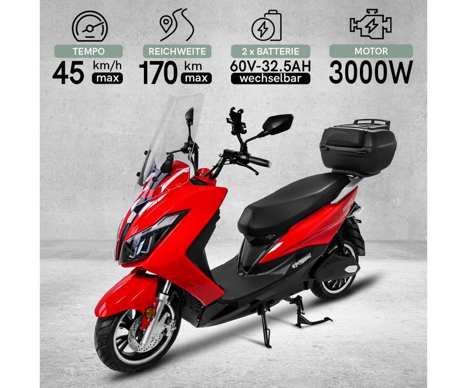 Maximus, E-Scooter MX2, 45 km/h, 2x Lithium Akkus, 3000 Watt – Bild 9