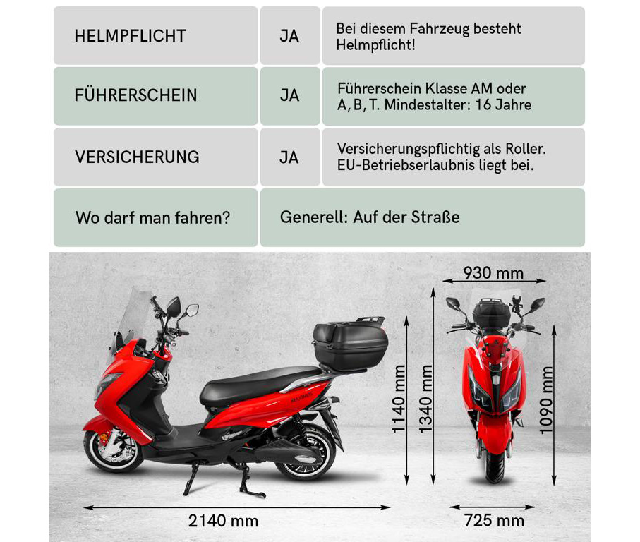 Maximus, E-Scooter MX2-45 - 45 km/h, Lithium Akku, 3000 Watt – Bild 11