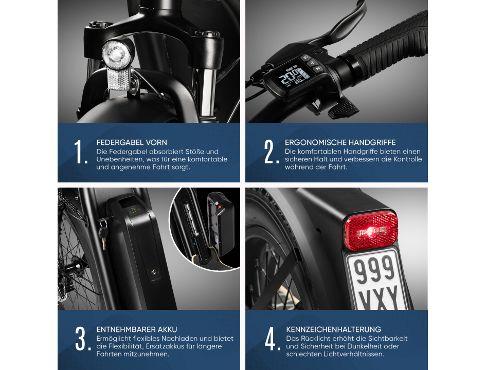 Viron E-Scooter mit Straßenzulassung Elektro Roller ABE Faltbar – Bild 5